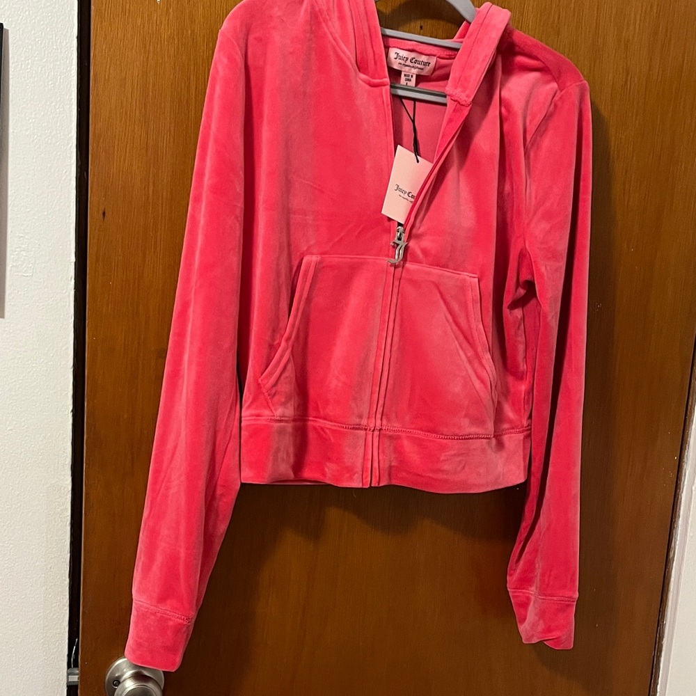 Juicy Couture Vibrant Pink Velour Zip-Up Hoodie